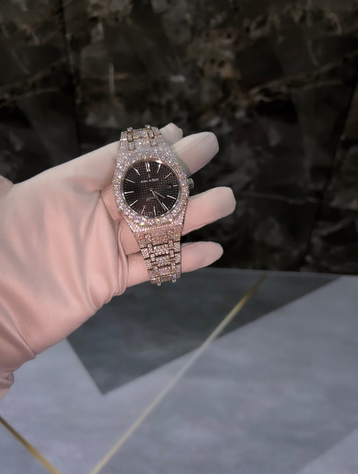 AP Black Dial Big Stones bezel
