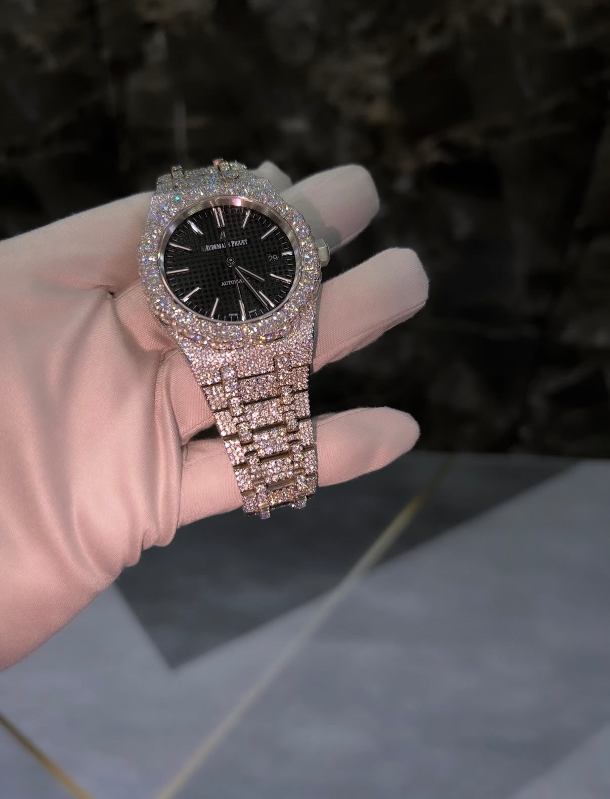 AP Black Dial Big Stones bezel