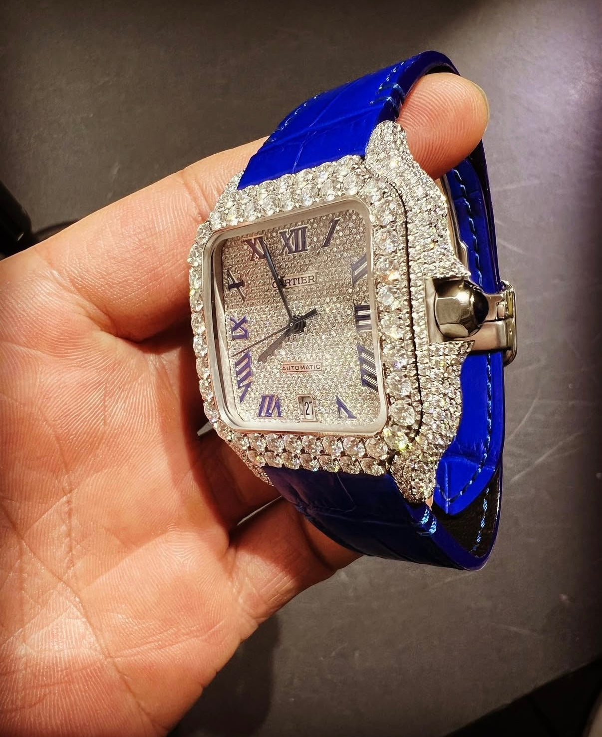Cartier Santos Green and Blue Strap
