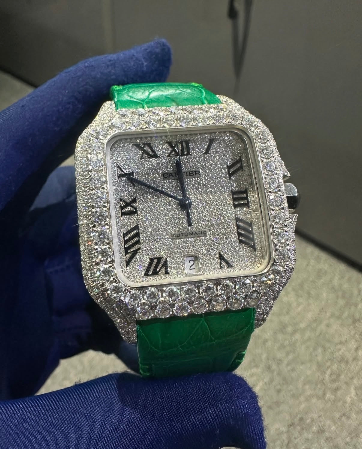 Cartier Santos Green and Blue Strap