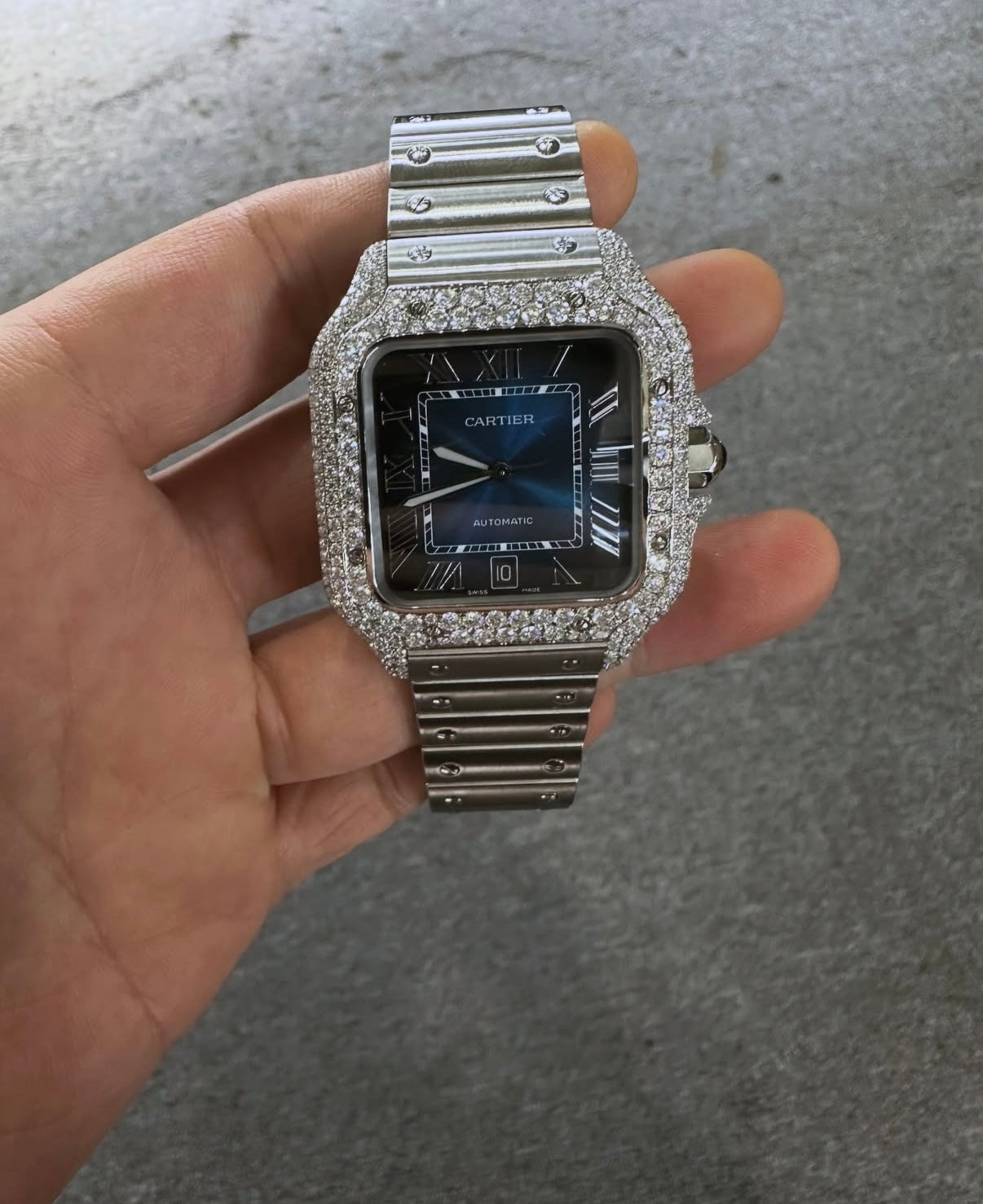 Cartier Blue Face Diamond Bezel