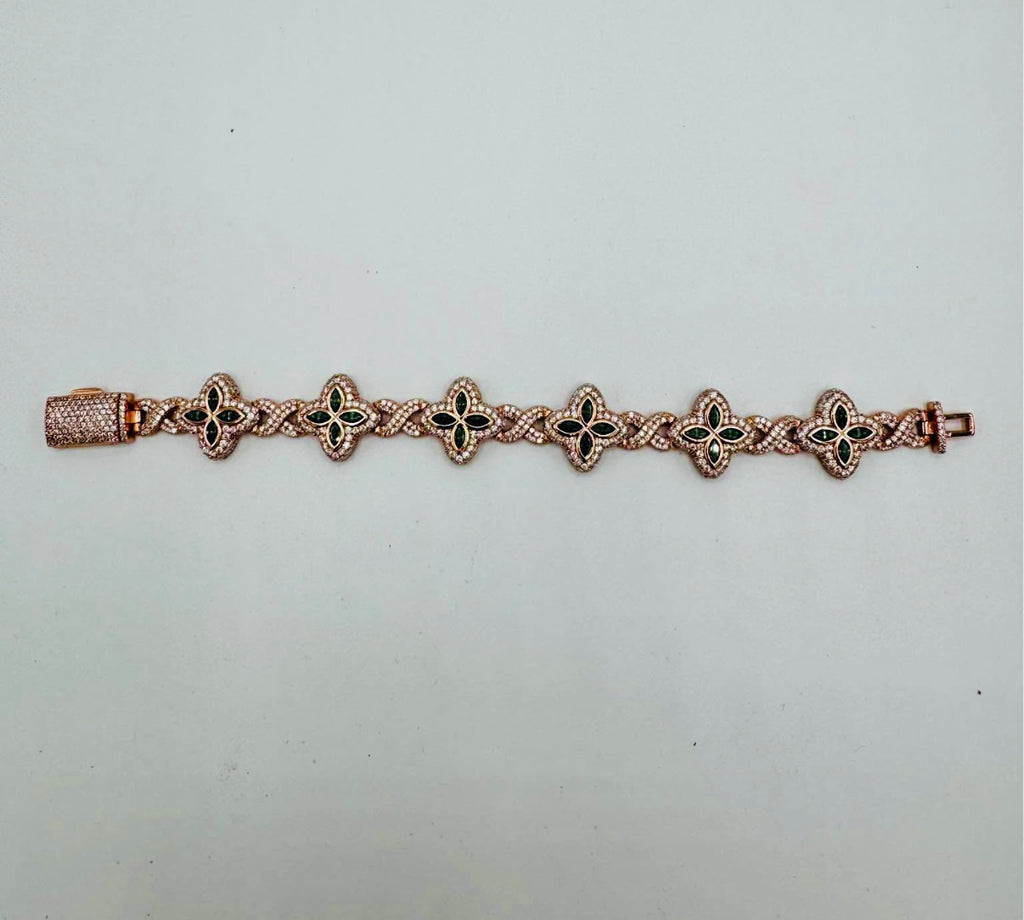 Flowers Green Bracelet Rose gold